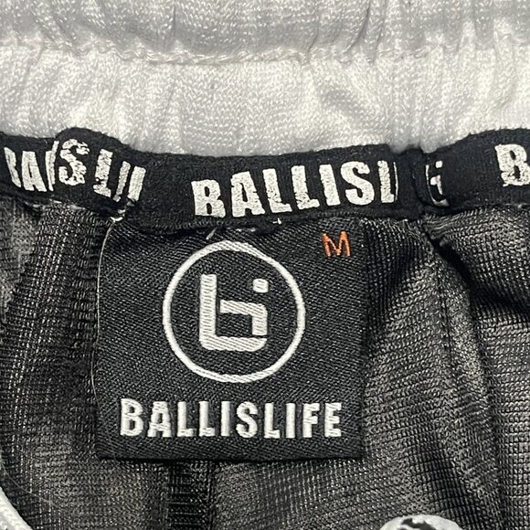 Ballislife Throwie Basketball Shorts Black & White Graffiti Print M - Picture 3 of 6